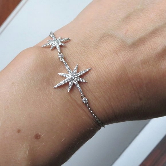 APM Monaco Sterling Silver Double Météorites Star Bracelet - Picture 7 of 10